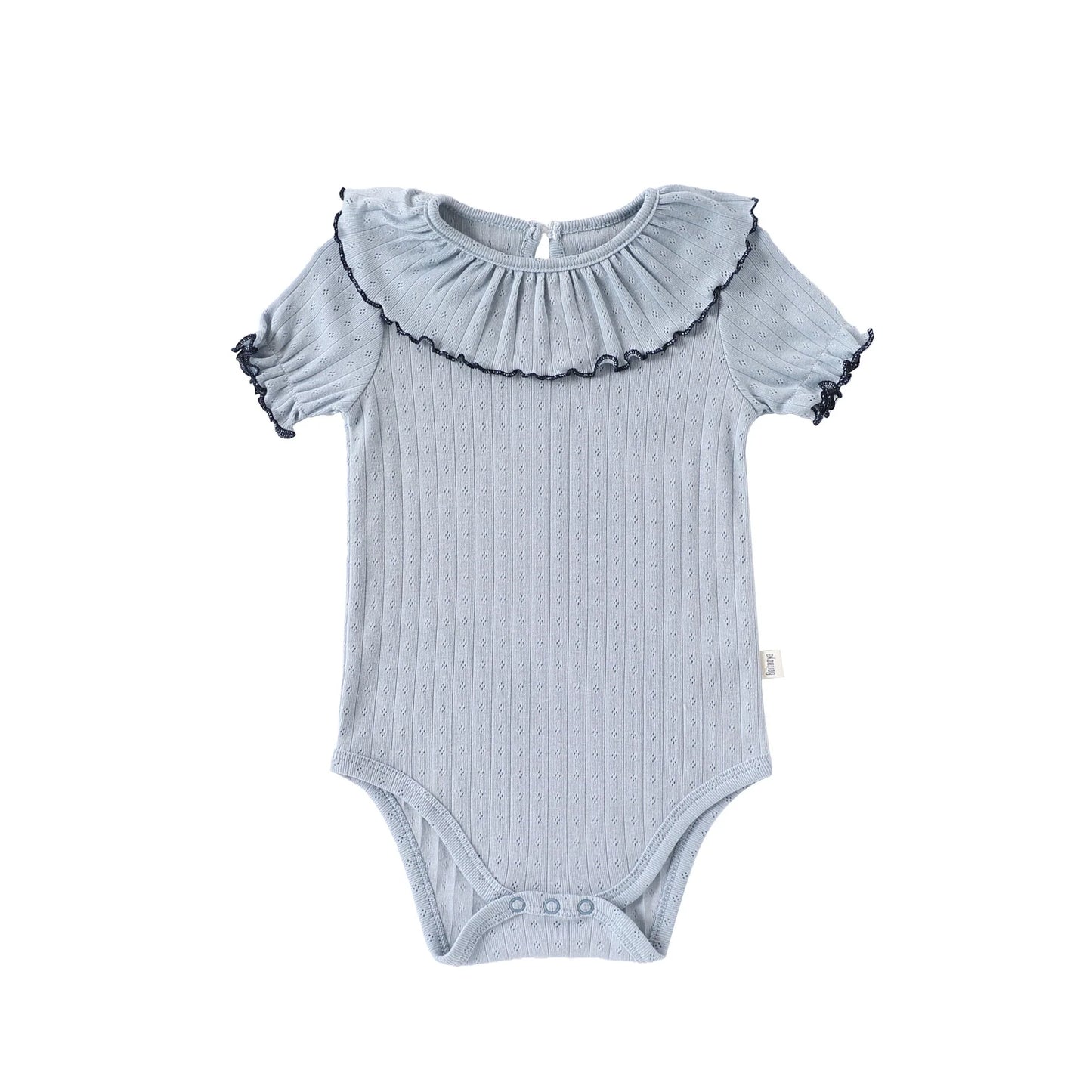 Summer Arrival Baby Unisex Ruffle Design Short Sleeves Thin Onesies-3