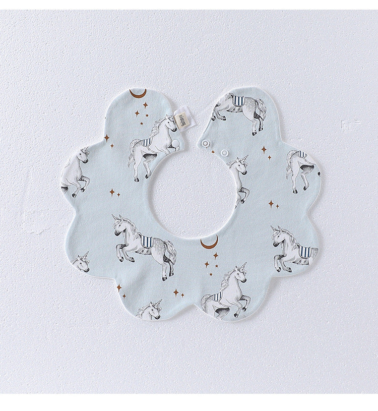 Adorable Simple Pattern Cotton Snap-on Flowers Shaped Bib-6