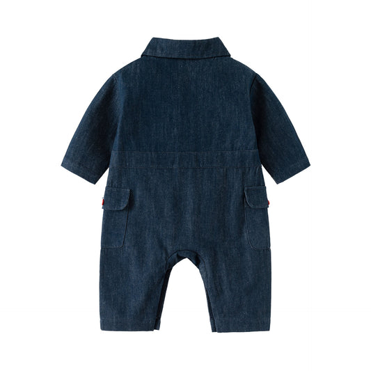 Autumn and Spring Arrival Baby Casual Embroidered Pattern Denim Rompers-1