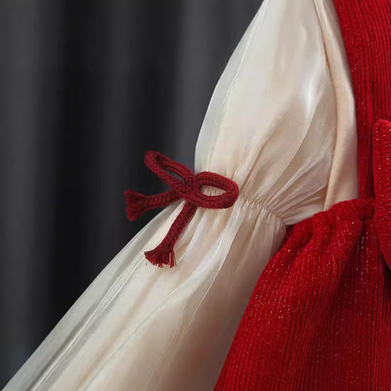 Autumn and Winter Arrival Baby Girls Long Sleeves Crew Neck Top and Overalls Dress-2