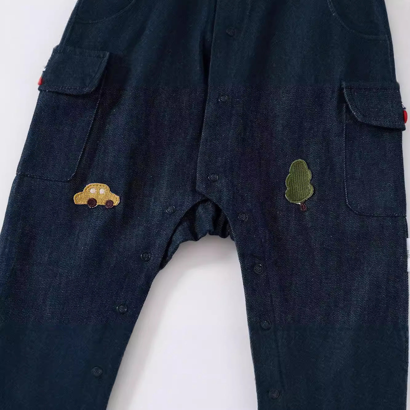 Autumn and Spring Arrival Baby Casual Embroidered Pattern Denim Rompers-2